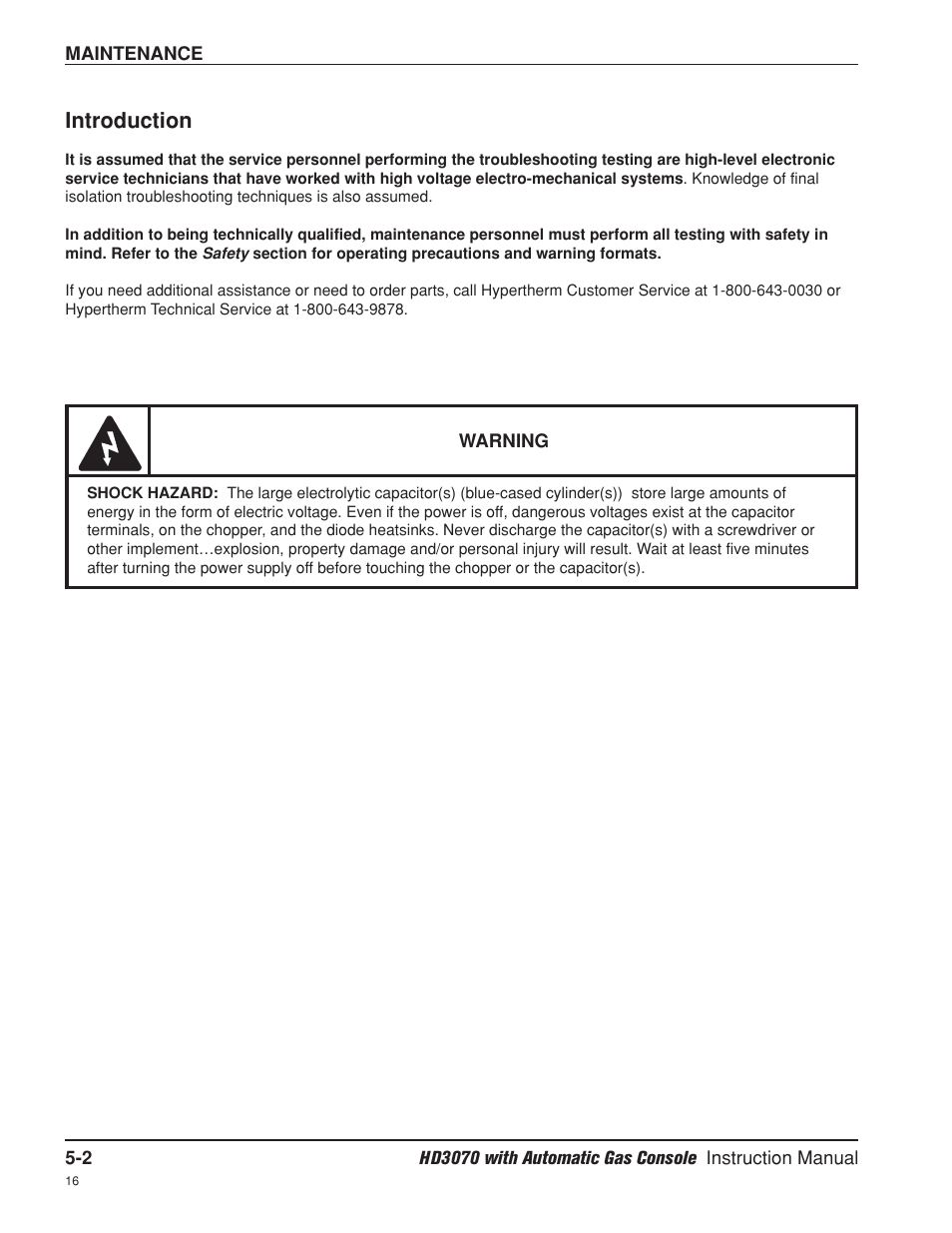 Introduction -2, Introduction | Hypertherm HD3070 Plasma Arc Cutting System w/ Automatic Gas Console User Manual | Page 127 / 281