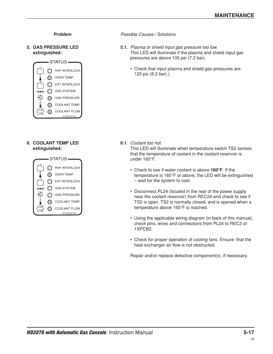 Maintenance | Hypertherm HD3070 Plasma Arc Cutting System w/ Automatic Gas Console User Manual | Page 142 / 281