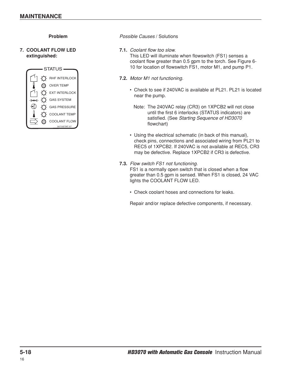 Maintenance | Hypertherm HD3070 Plasma Arc Cutting System w/ Automatic Gas Console User Manual | Page 143 / 281