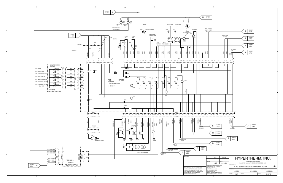 Hypertherm, inc, Elec schem:hd3070 pwrunit auto, 12 vdc | Re c 2 | Hypertherm HD3070 Plasma Arc Cutting System w/ Automatic Gas Console User Manual | Page 239 / 281