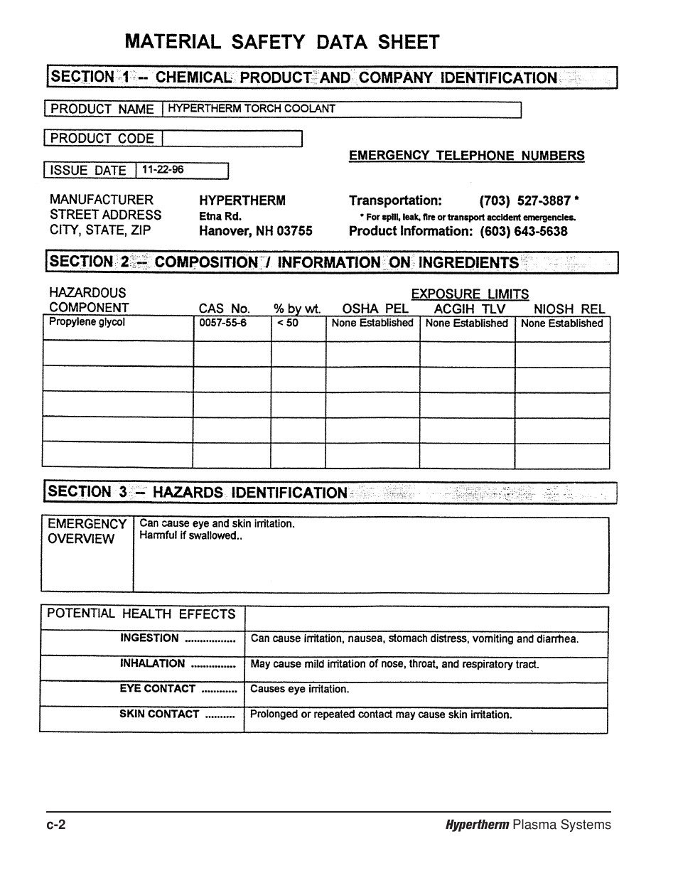 Appendix c | Hypertherm HD3070 Plasma Arc Cutting System w/ Automatic Gas Console User Manual | Page 255 / 281