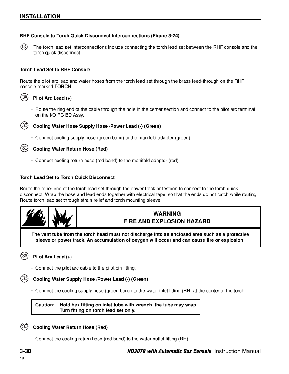 Rhf to torch quick disconnect interconnections -30 | Hypertherm HD3070 Plasma Arc Cutting System w/ Automatic Gas Console User Manual | Page 78 / 281