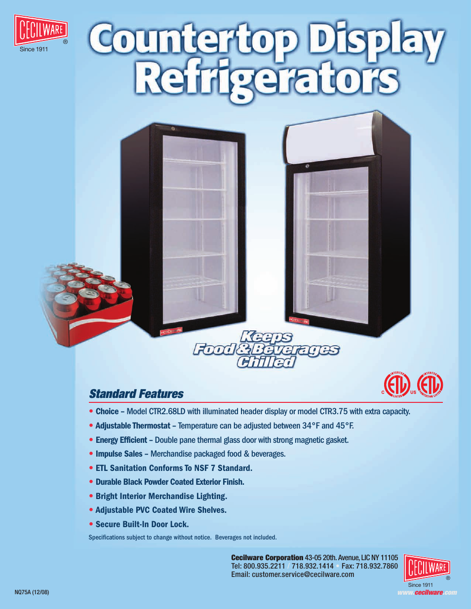 Cecilware CTR2.68LD User Manual | 2 pages