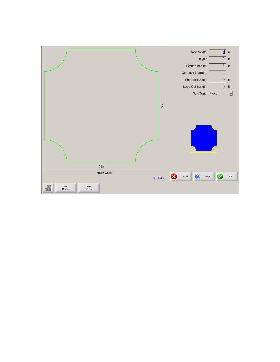 Rectangle with concave corners | Hypertherm Phoenix 8.0 User Manual | Page 187 / 585