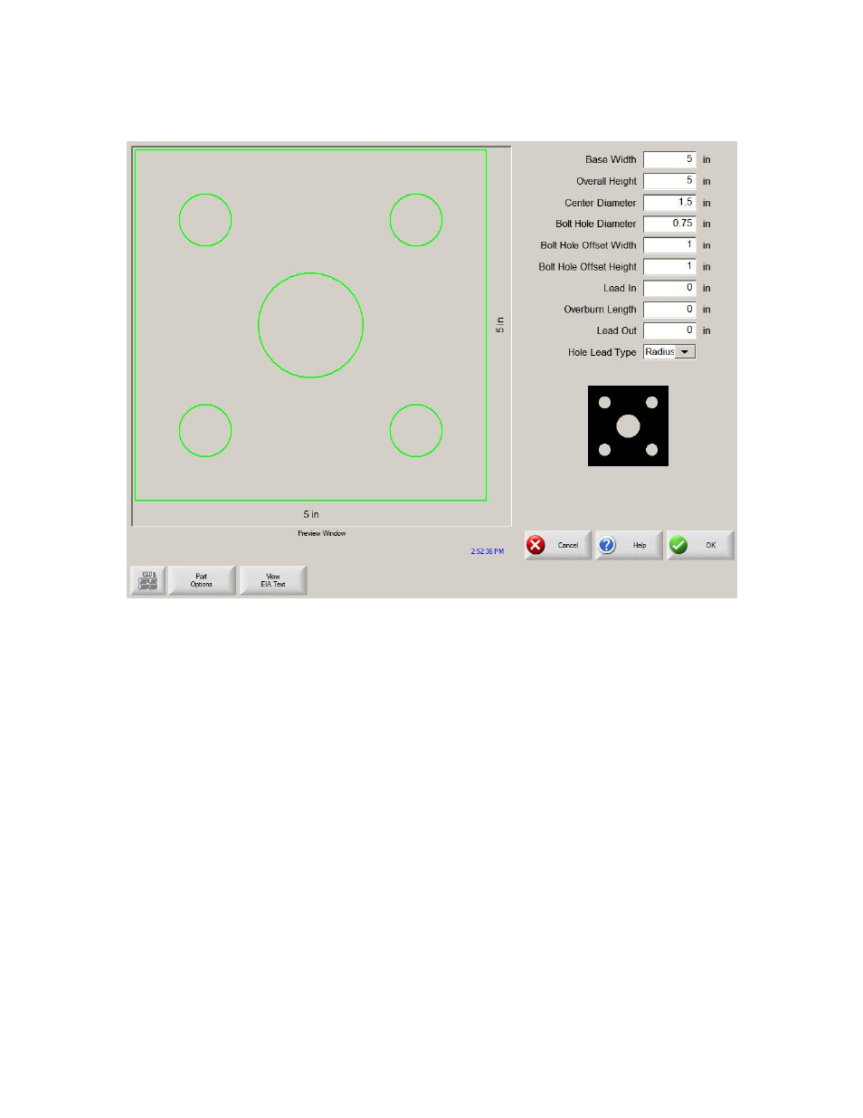 Bolt hole rectangle with center hole | Hypertherm Phoenix 8.0 User Manual | Page 249 / 585