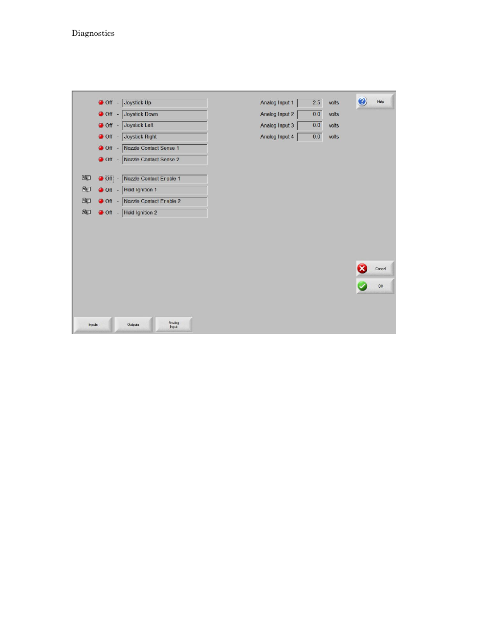 Analog input diagnostics | Hypertherm Phoenix 8.0 User Manual | Page 319 / 585