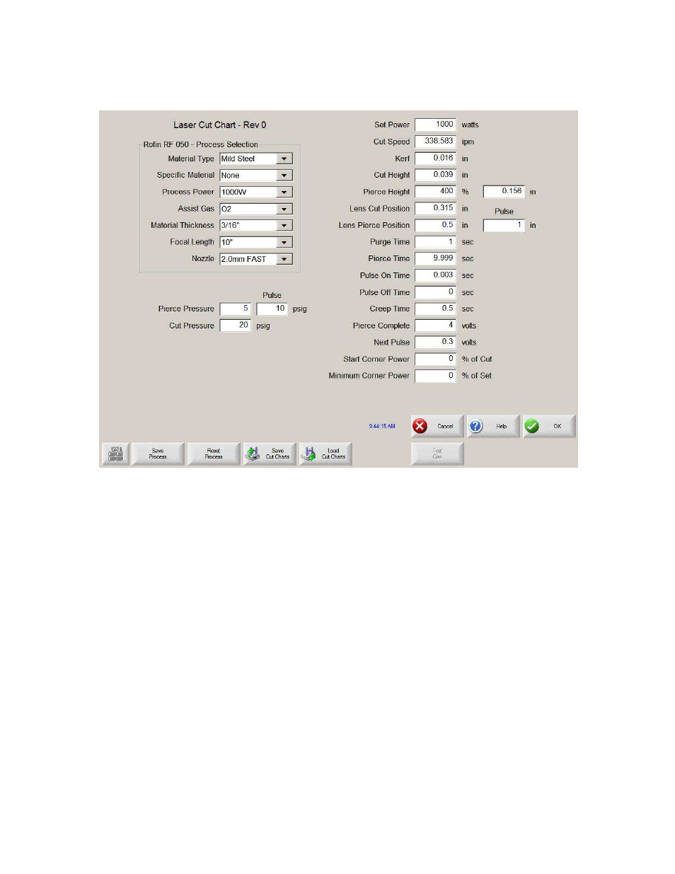 Laser cut chart screen | Hypertherm Phoenix 8.0 User Manual | Page 88 / 585