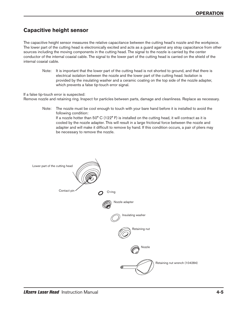 Capacitive height sensor -5, Capacitive height sensor | Hypertherm LR2075 User Manual | Page 30 / 56