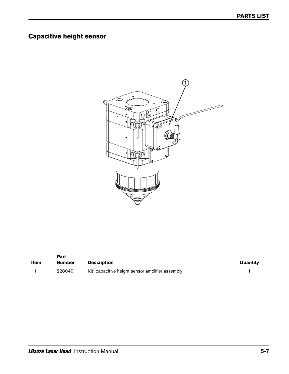 Capacitive height sensor -7, Capacitive height sensor | Hypertherm LR2075 User Manual | Page 49 / 56
