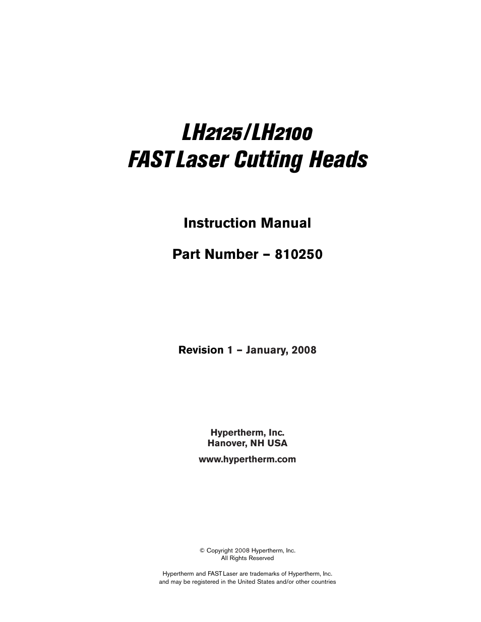 Hypertherm LH2100 User Manual | Page 2 / 60