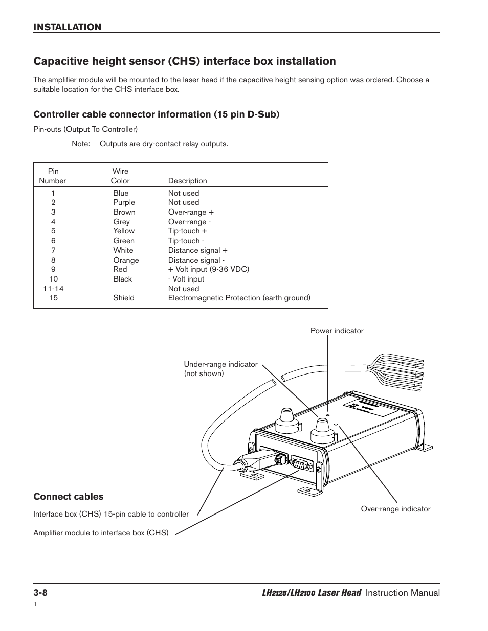 Controller cable connector information -8, Connect cables -8 | Hypertherm LH2100 User Manual | Page 23 / 60