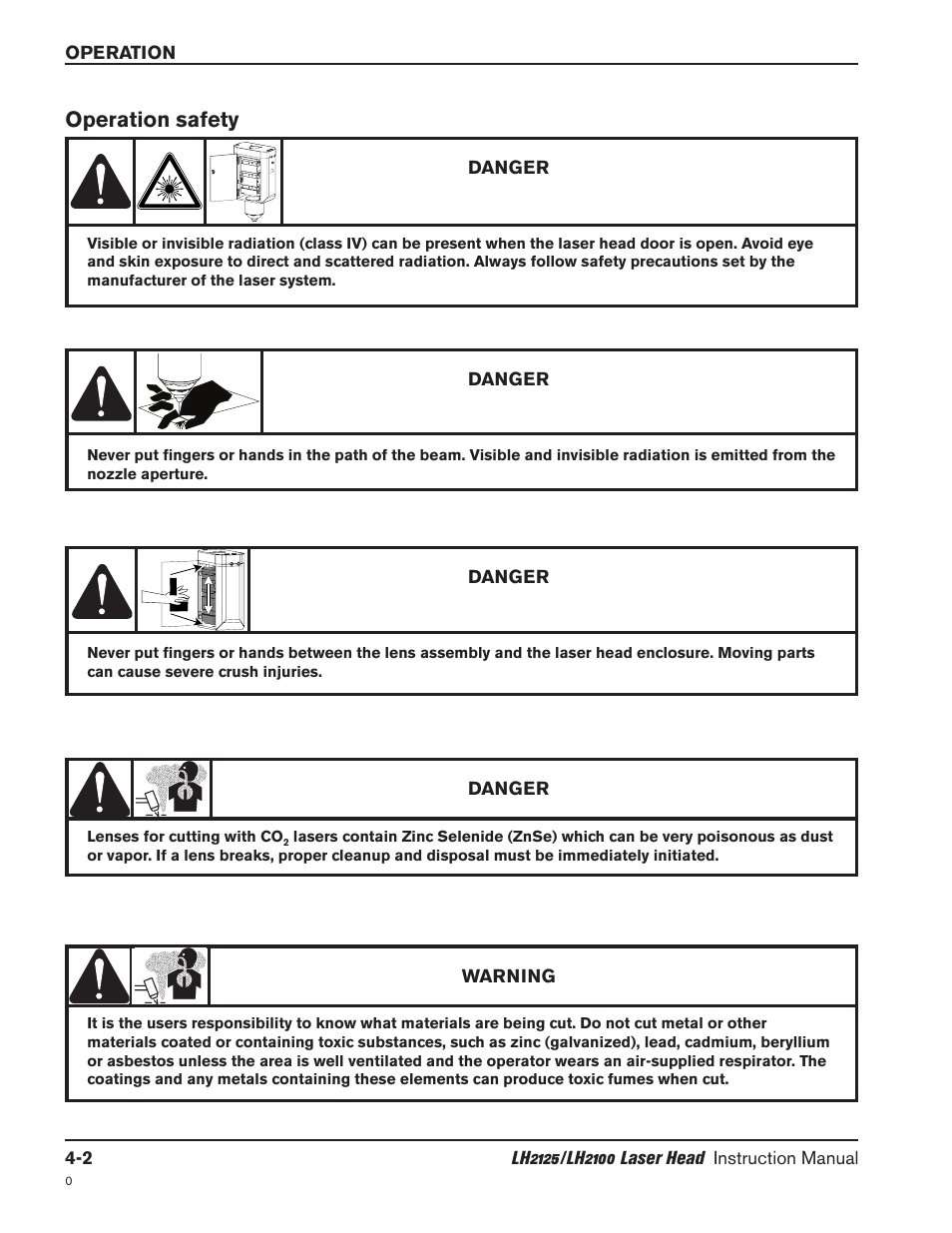 Operation safety -2, Operation safety | Hypertherm LH2100 User Manual | Page 29 / 60