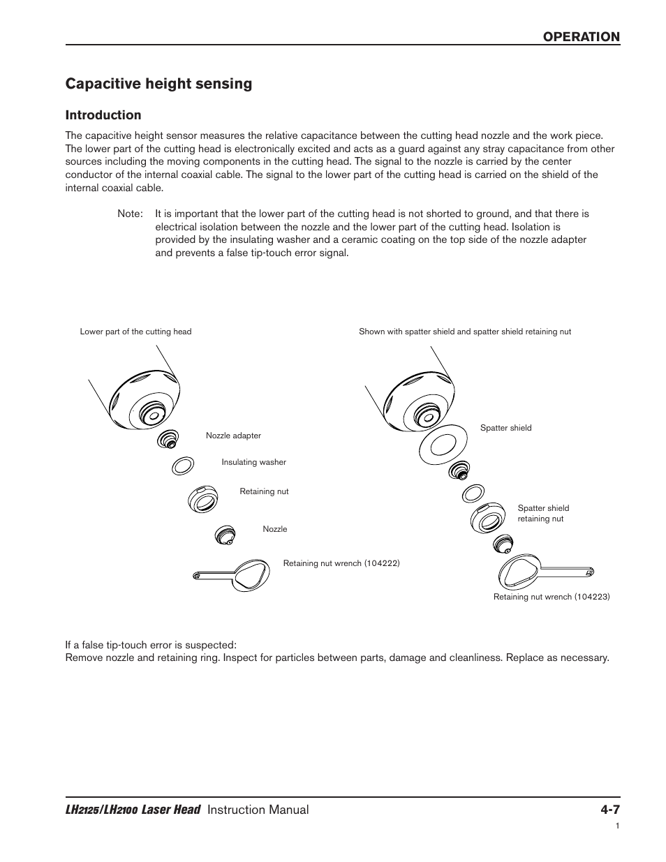 Capacitive height sensing -7, Introduction -7, Capacitive height sensing | Introduction | Hypertherm LH2100 User Manual | Page 34 / 60