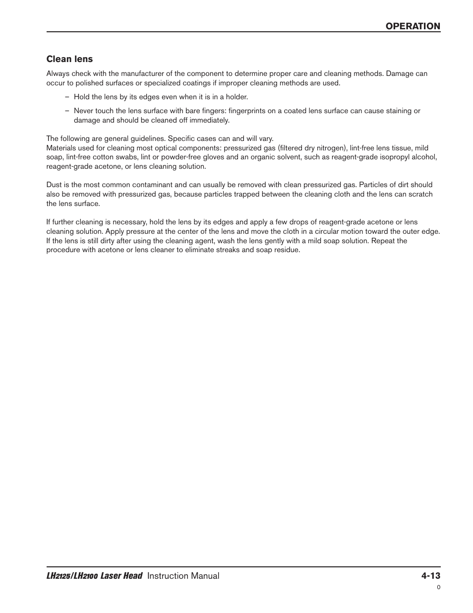 Clean lens -13 | Hypertherm LH2100 User Manual | Page 40 / 60