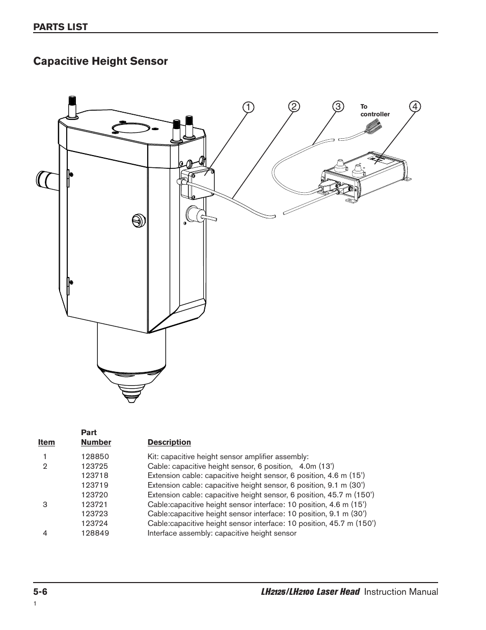 Capacitive height sensor -6, Capacitive height sensor | Hypertherm LH2100 User Manual | Page 52 / 60