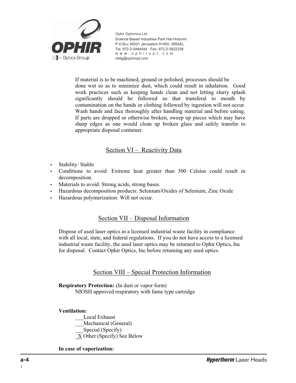 Hypertherm LH2100 User Manual | Page 59 / 60