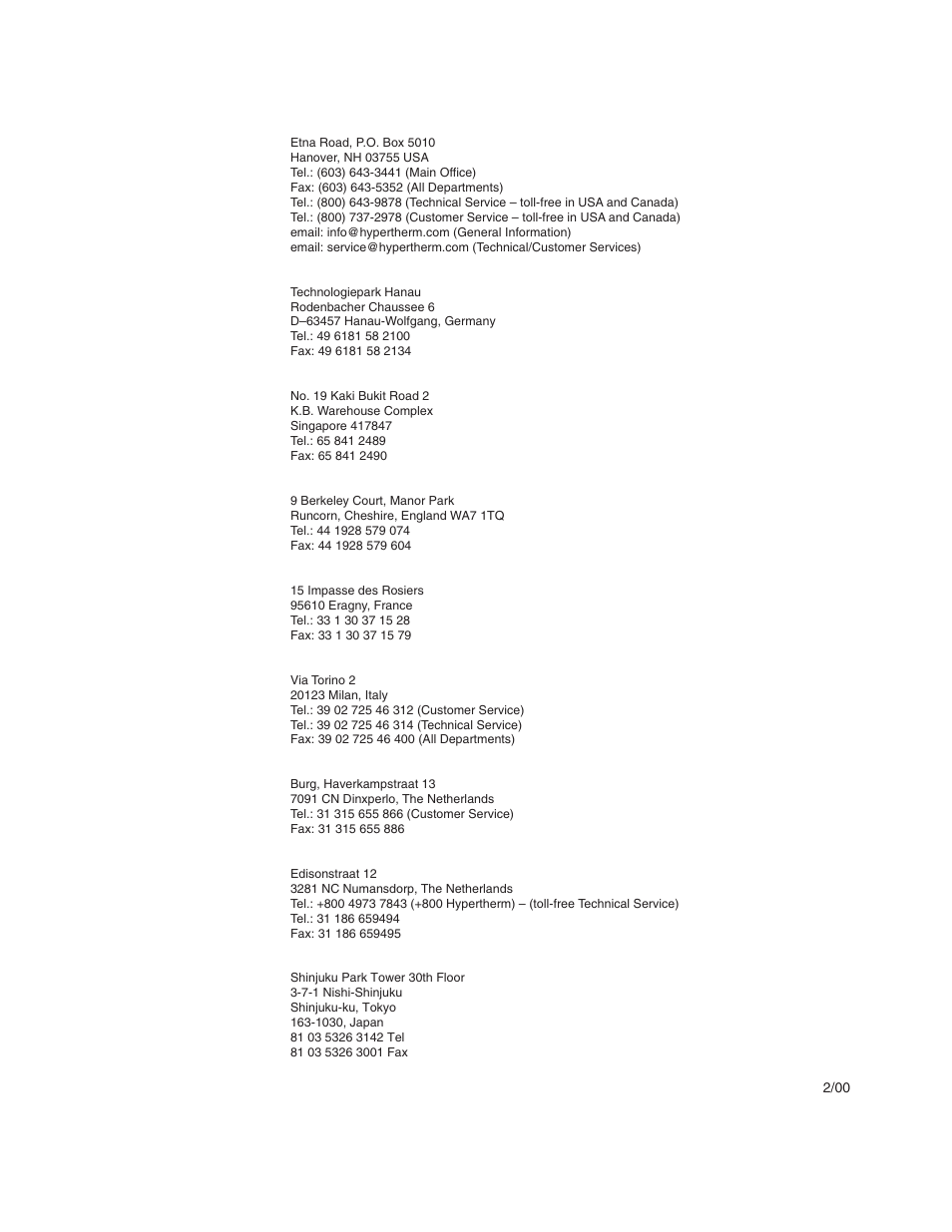 Hypertherm offices worldwide | Hypertherm HD3070 w/ Automatic Gas User Manual | Page 3 / 35