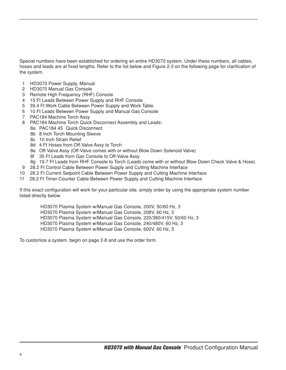 Single-system ordering procedure | Hypertherm HD3070 w/Manual Gas User Manual | Page 17 / 43