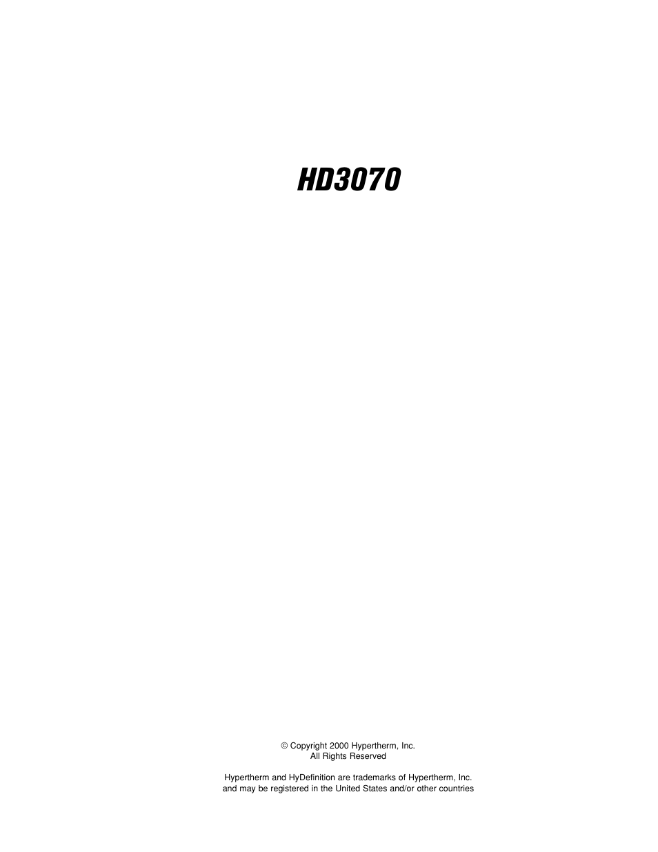 Hd3070 | Hypertherm HD3070 w/Manual Gas User Manual | Page 2 / 43