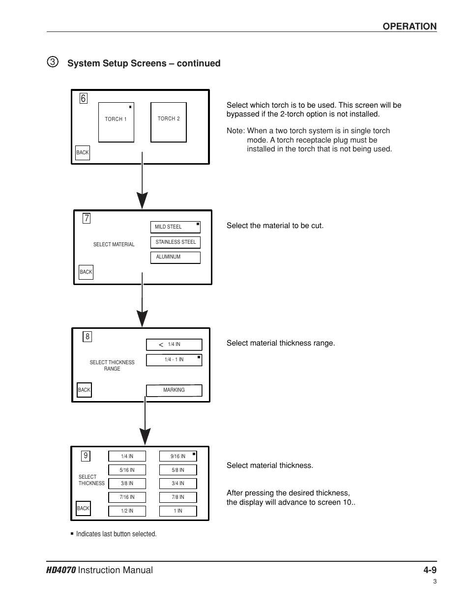 Operation, System setup screens – continued 3 | Hypertherm HD4070 Rev.8 User Manual | Page 119 / 278