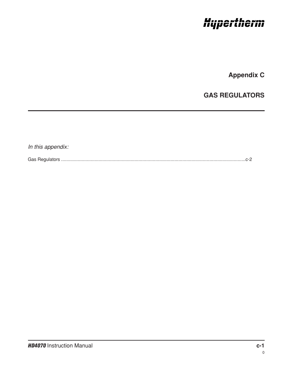 Appendix c gas regulators, Appendix c | Hypertherm HD4070 Rev.8 User Manual | Page 261 / 278