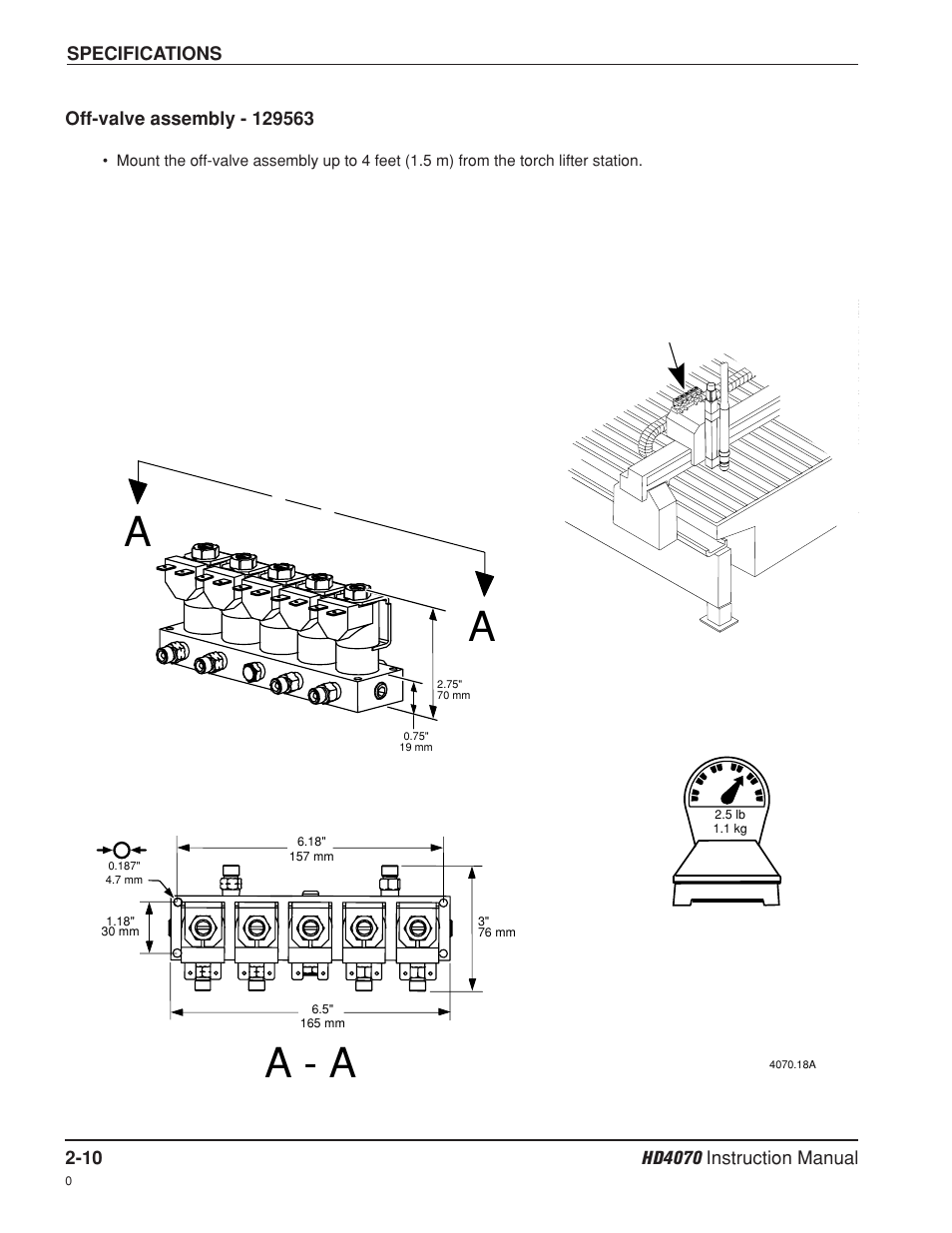 Off-valve assembly - 129563 -10, Aa - a | Hypertherm HD4070 Rev.8 User Manual | Page 38 / 278