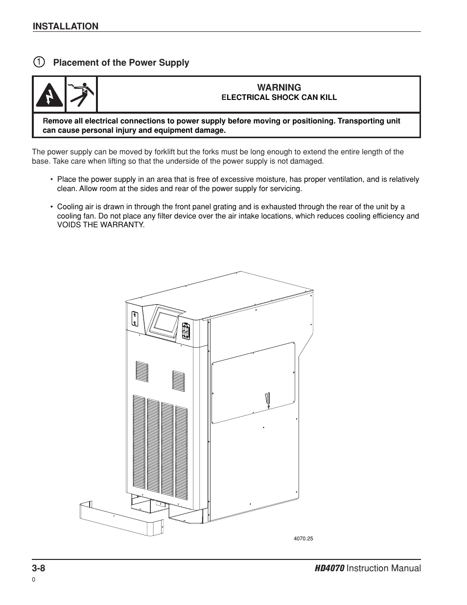 Placement of the power supply -8 | Hypertherm HD4070 Rev.8 User Manual | Page 49 / 278