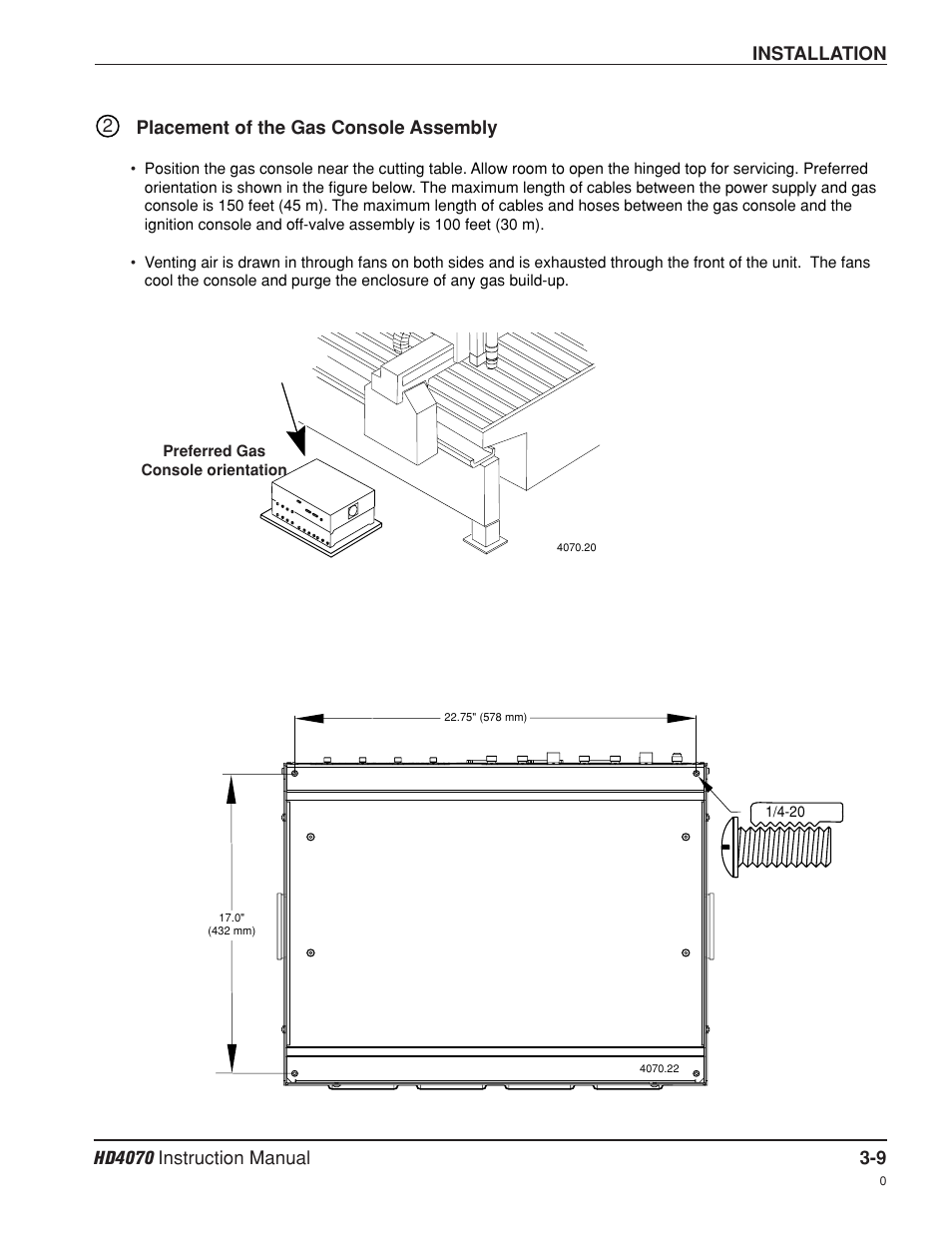 Placement of the gas console assembly -9 | Hypertherm HD4070 Rev.8 User Manual | Page 50 / 278