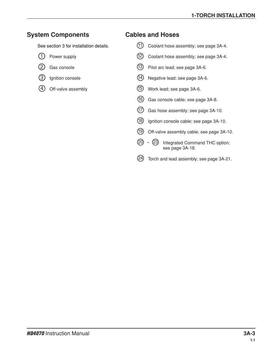 System components a-3 cables and hoses a-3, System components, Cables and hoses | Hypertherm HD4070 Rev.8 User Manual | Page 65 / 278