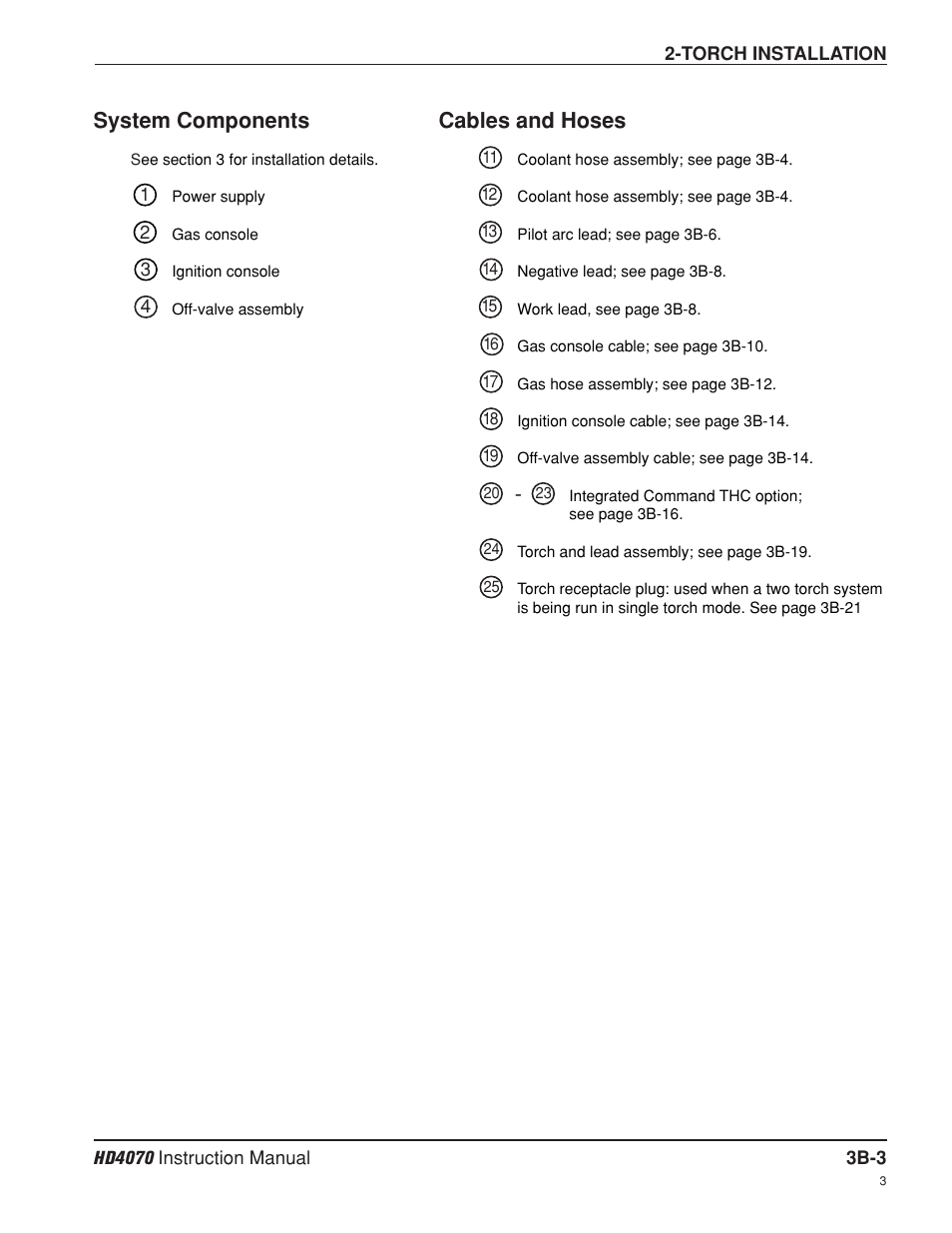 System components b-3 cables and hoses b-3, System components, Cables and hoses | Hypertherm HD4070 Rev.8 User Manual | Page 90 / 278