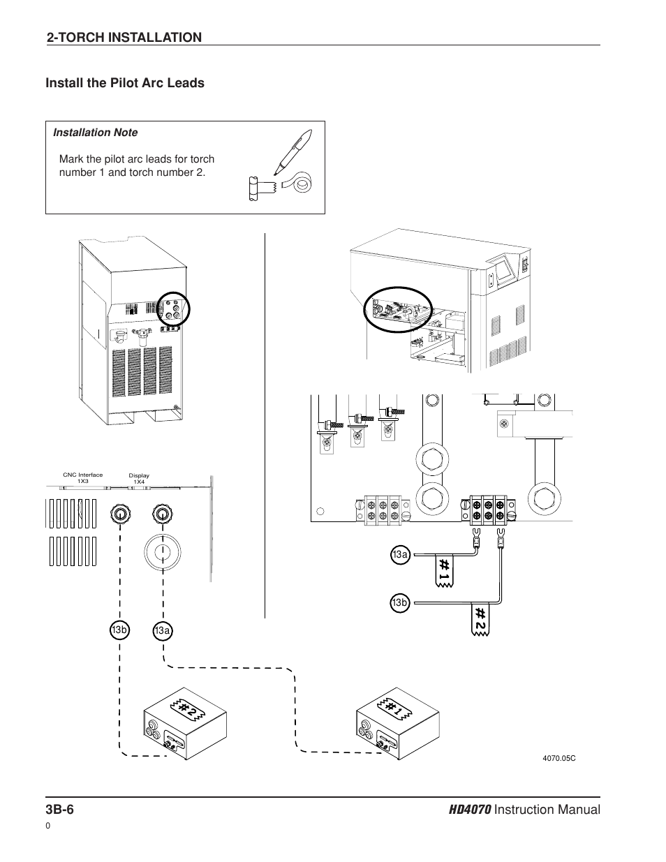 Install the pilot arc leads b-6, Install the pilot arc leads | Hypertherm HD4070 Rev.8 User Manual | Page 93 / 278