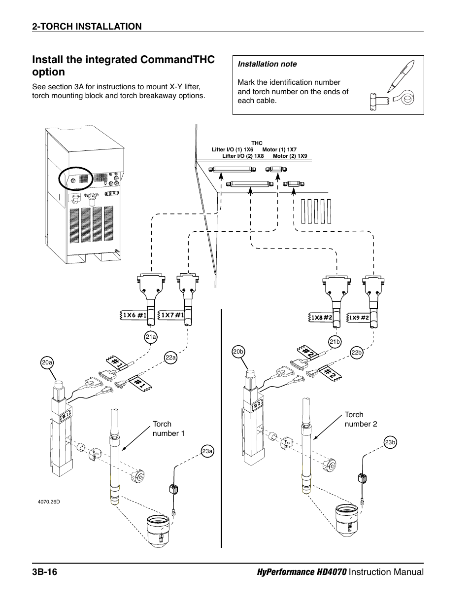 Install the integrated commandthc option b-16, Install the integrated commandthc option | Hypertherm HD4070 Rev.1 User Manual | Page 116 / 288