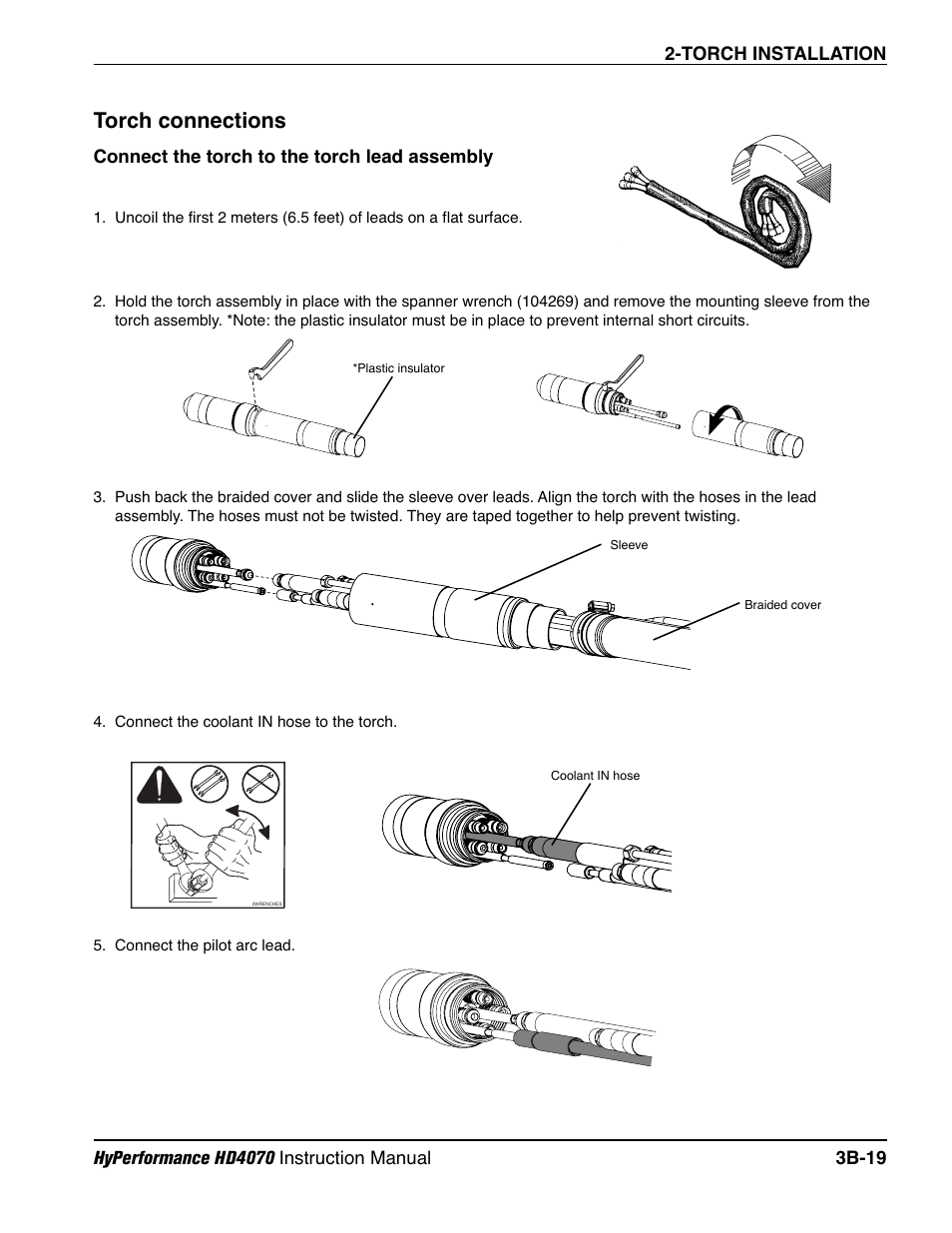 Torch connections b-19, Torch connections | Hypertherm HD4070 Rev.1 User Manual | Page 119 / 288