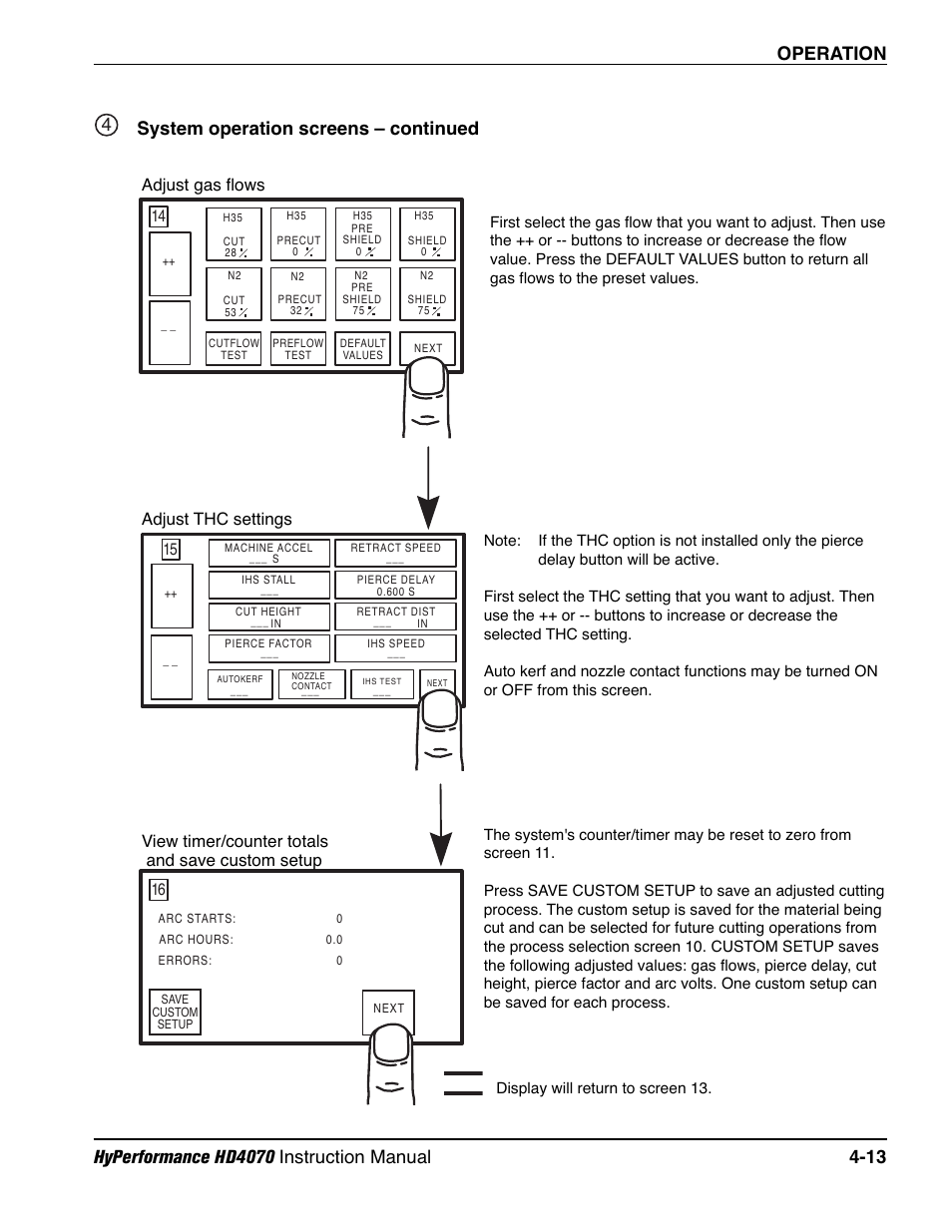 System operation screens – continued 4 | Hypertherm HD4070 Rev.1 User Manual | Page 138 / 288