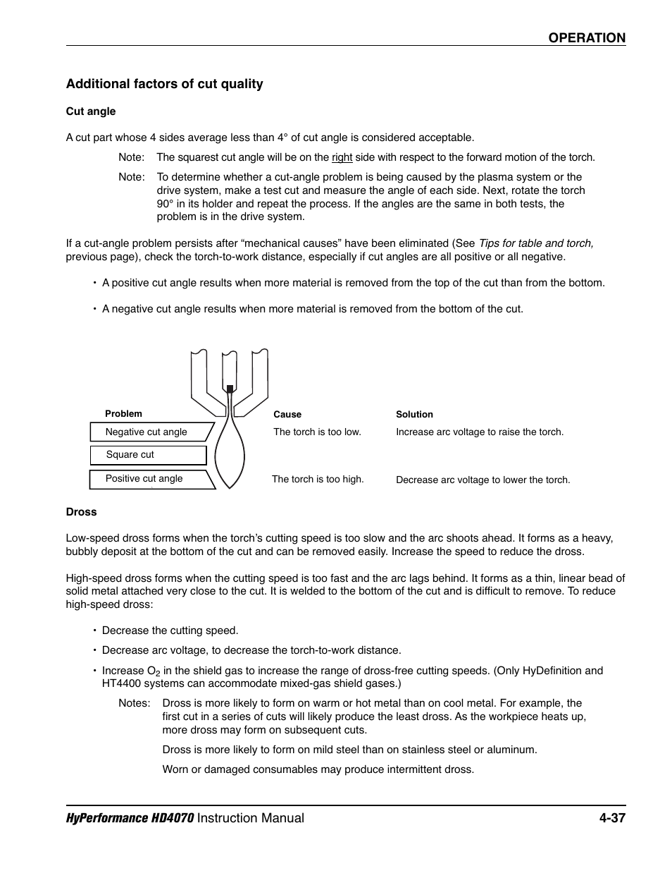 Additional factors of cut quality -37 | Hypertherm HD4070 Rev.1 User Manual | Page 162 / 288