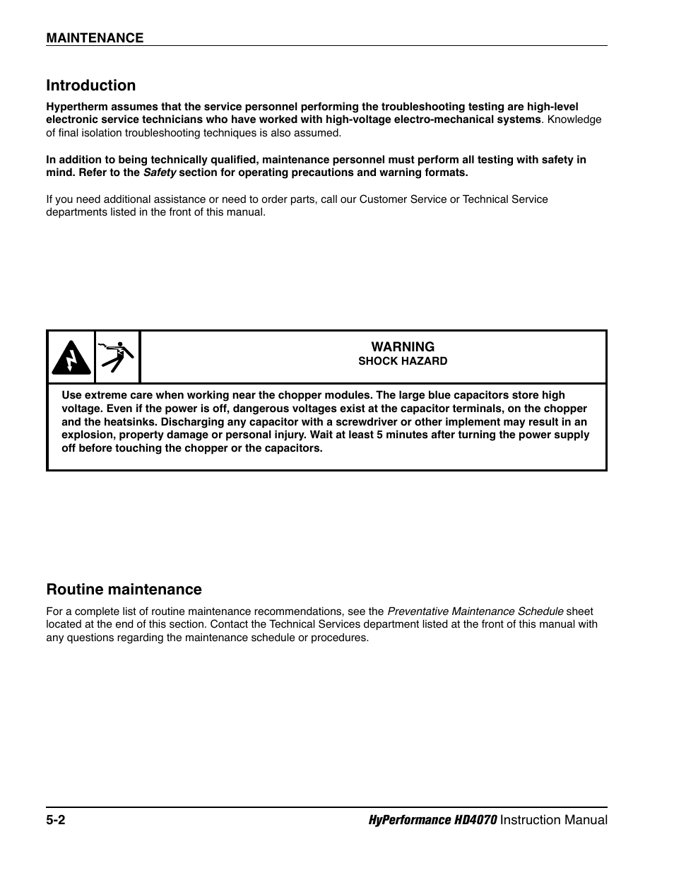 Introduction -2, Routine maintenance -2, Introduction -2 routine maintenance -2 | Introduction, Routine maintenance | Hypertherm HD4070 Rev.1 User Manual | Page 165 / 288