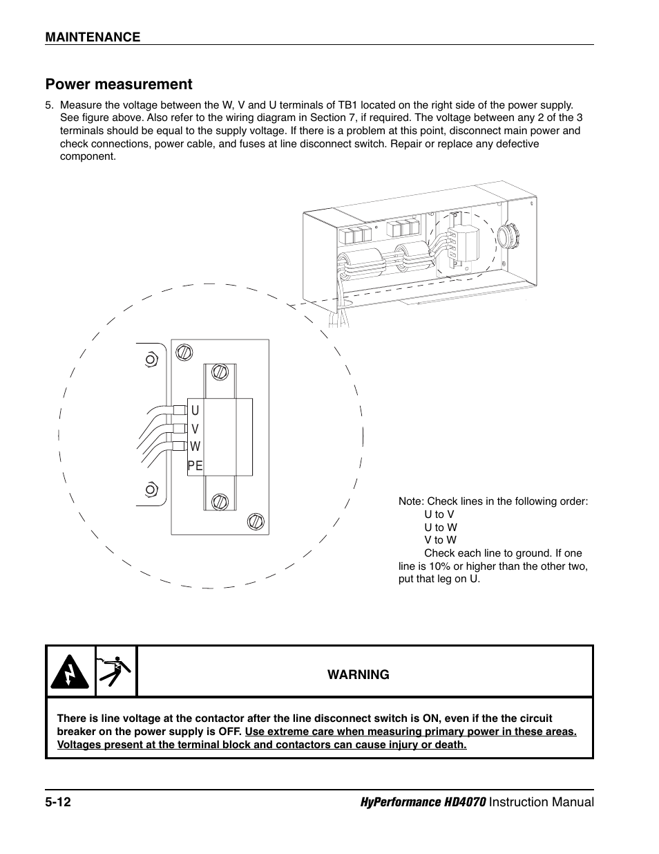 Power measurement -12, Power measurement | Hypertherm HD4070 Rev.1 User Manual | Page 175 / 288