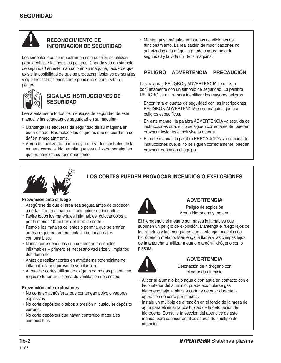 Reconocimiento de información de seguridad b-2, Siga las instrucciones de seguridad b-2 | Hypertherm HD4070 Rev.1 User Manual | Page 33 / 288