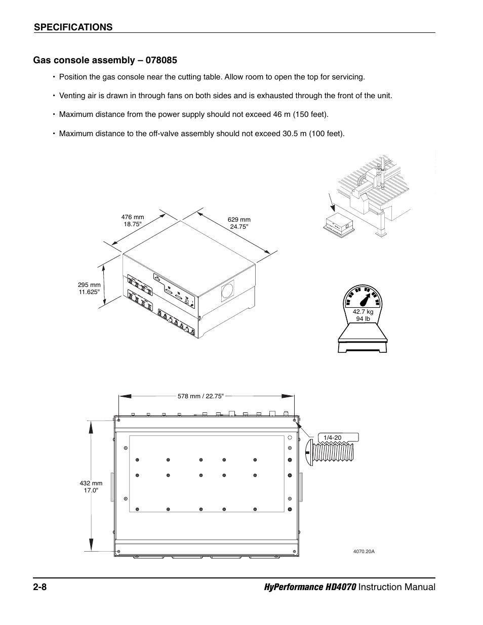 Gas console assembly – 078085 -8 | Hypertherm HD4070 Rev.1 User Manual | Page 47 / 288