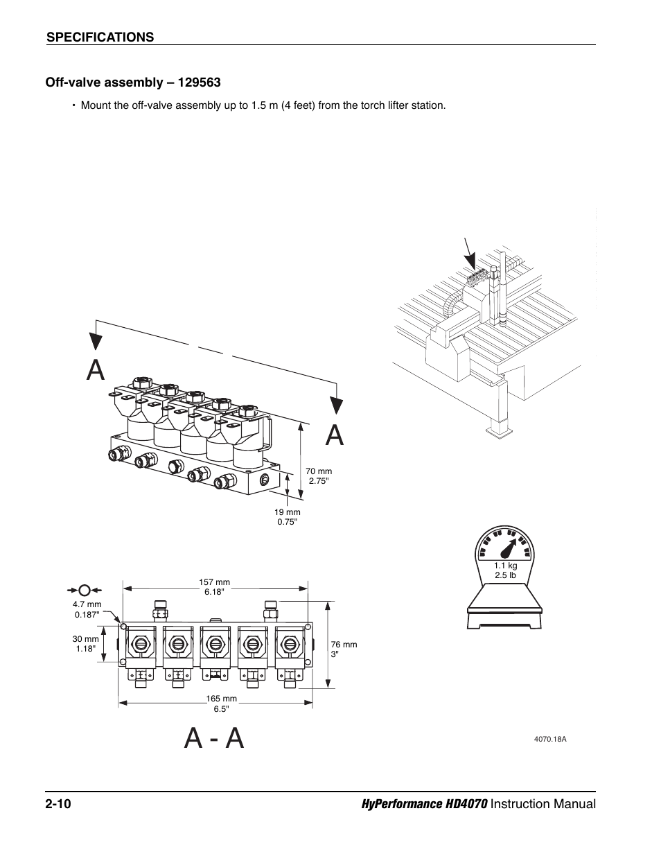 Off-valve assembly – 129563 -10, Aa - a | Hypertherm HD4070 Rev.1 User Manual | Page 49 / 288