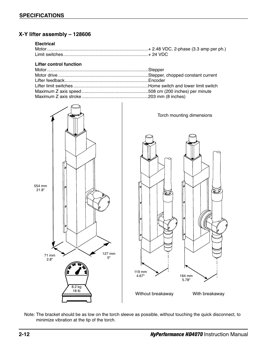 X-y lifter assembly – 128606 -12 | Hypertherm HD4070 Rev.1 User Manual | Page 51 / 288