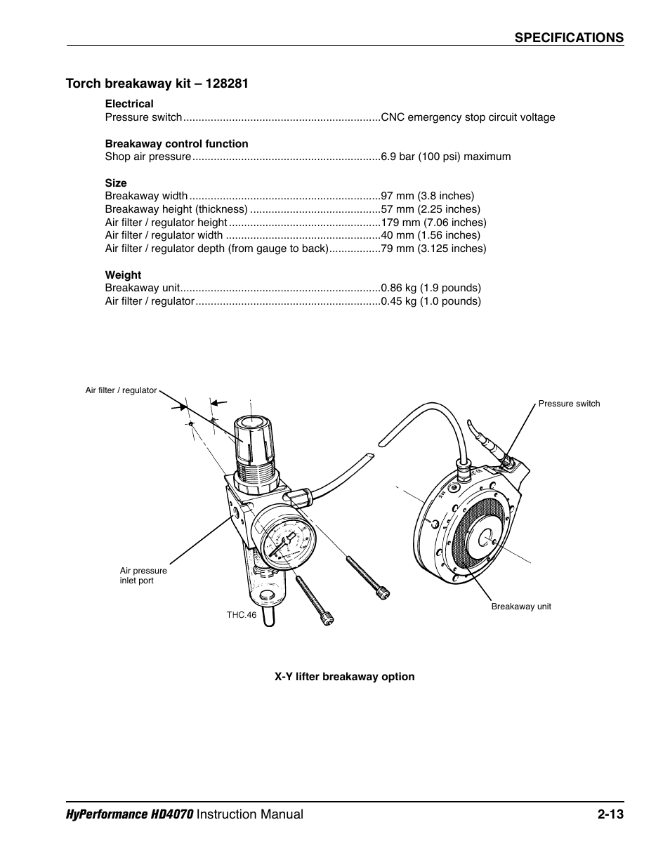 Torch breakaway kit – 128281 -13 | Hypertherm HD4070 Rev.1 User Manual | Page 52 / 288