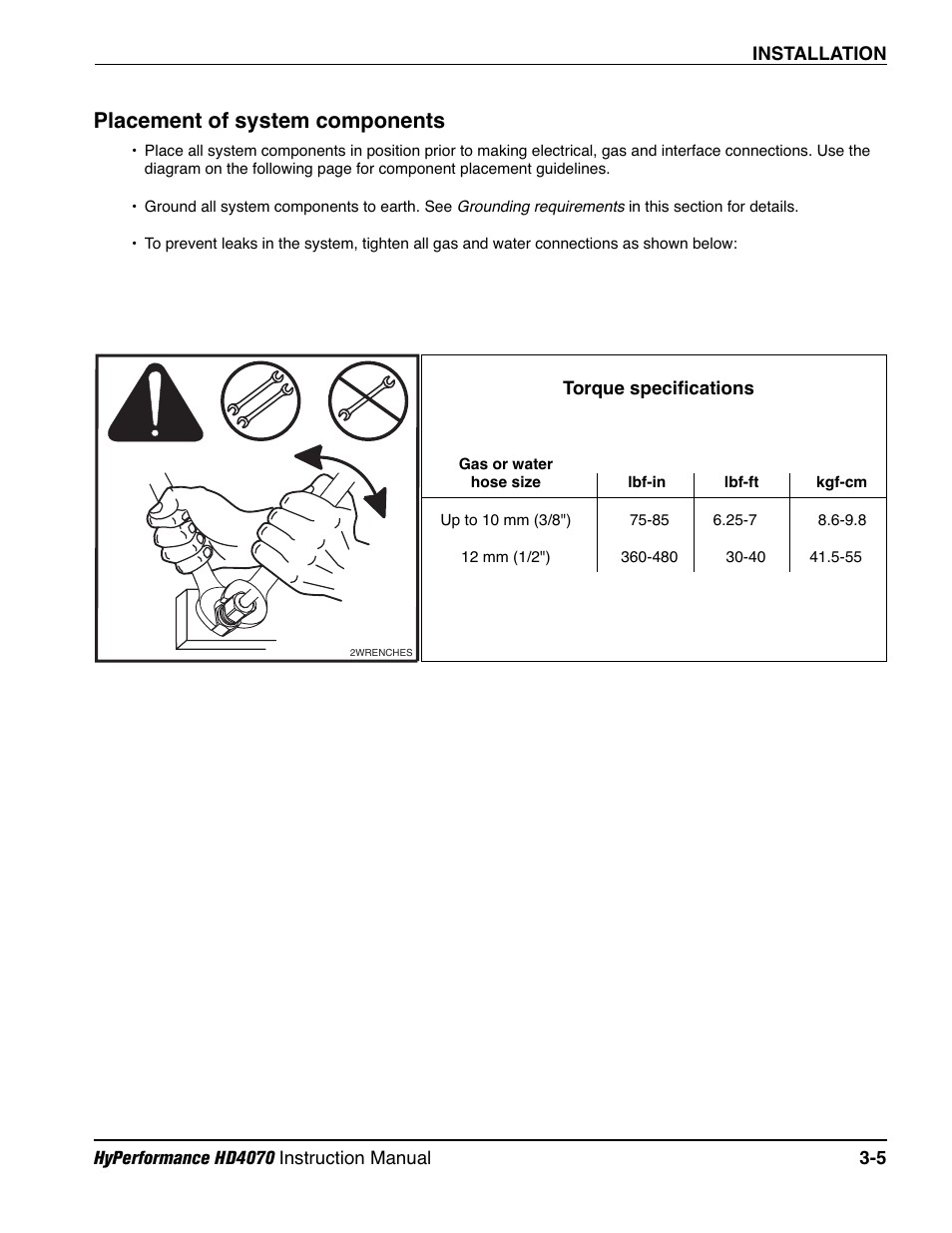 Placement of system components -5, Placement of system components | Hypertherm HD4070 Rev.1 User Manual | Page 57 / 288