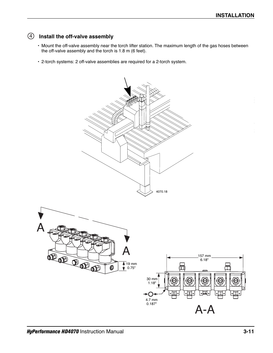 Install the off-valve assembly -11, Aa-a | Hypertherm HD4070 Rev.1 User Manual | Page 63 / 288