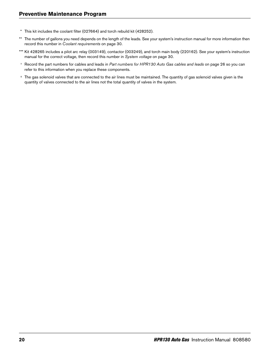 Preventive maintenance program | Hypertherm HPR130 Auto Gas Preventive Maintenance Program User Manual | Page 20 / 32
