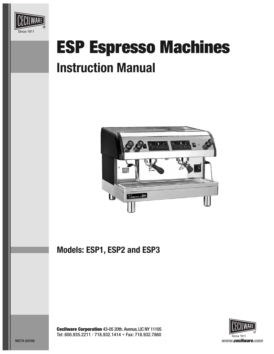 Cecilware ESP1 User Manual | 20 pages