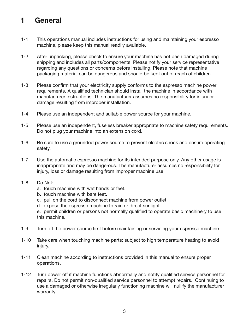 1 general | Cecilware ESP1 User Manual | Page 3 / 20