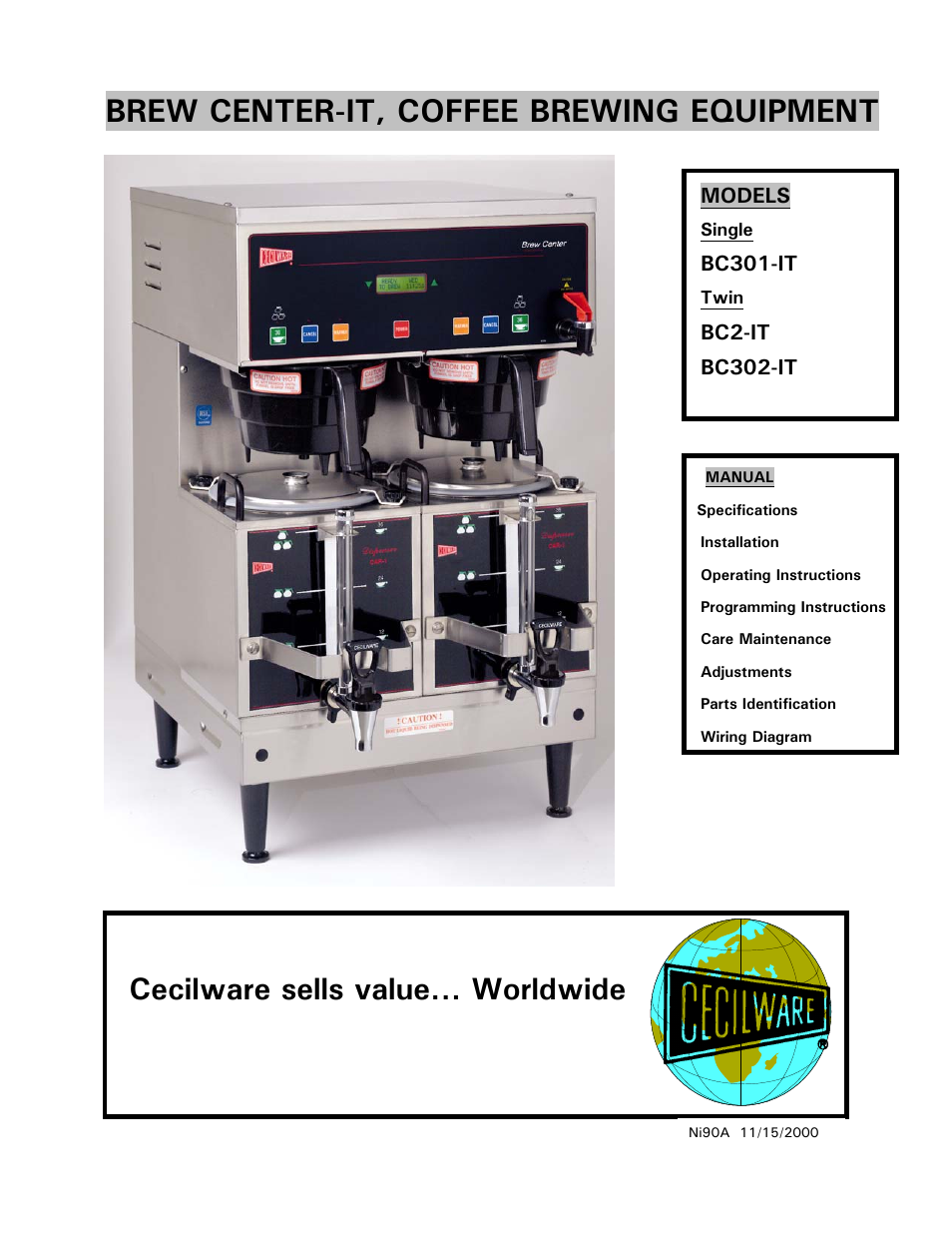 Cecilware BC301-IT User Manual | 21 pages