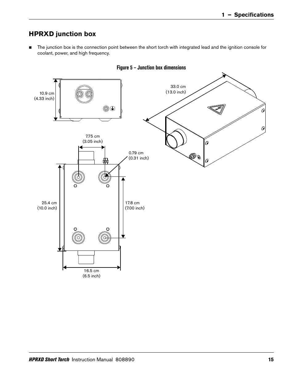 Hprxd junction box | Hypertherm HPRXD Short Torch with Integrated Lead Rev.1 User Manual | Page 15 / 30