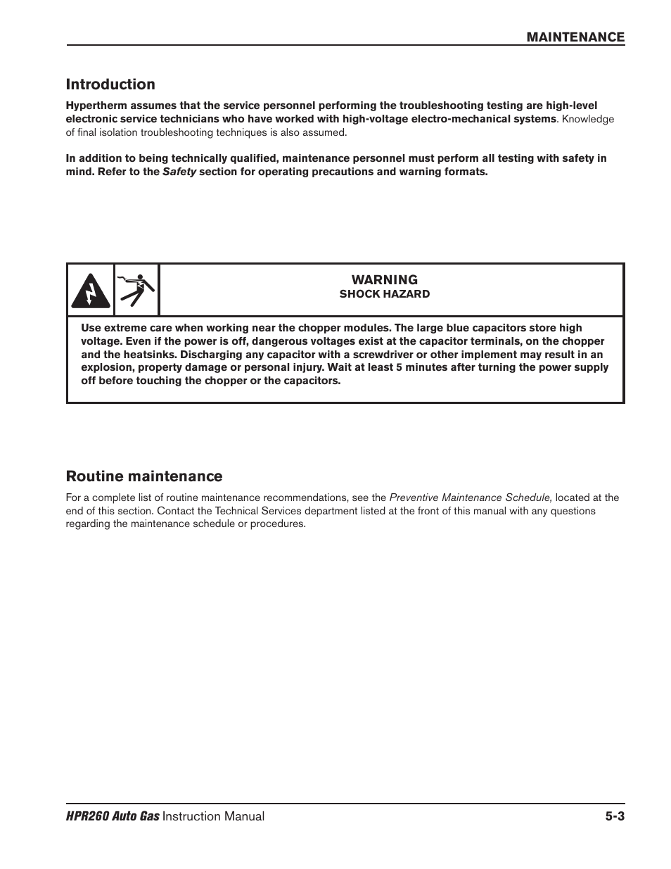 Introduction -3, Routine maintenance -3, Introduction | Routine maintenance | Hypertherm HPR260 Manual Gas Preventive Maintenance Program Rev.5 User Manual | Page 147 / 317